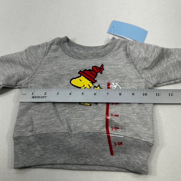 Peanuts Baby Size 3-6 Month Woodstock Long Sleeve Sweatshirt Gray New With Tags - Picture 9 of 14